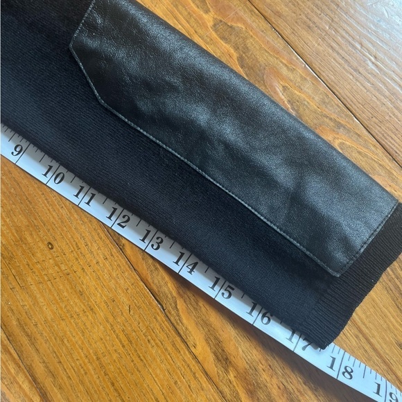 Maje Daminute Black Leather Patch Silk Blend Open Front Sweater Cardigan‎ in M - Picture 11 of 13